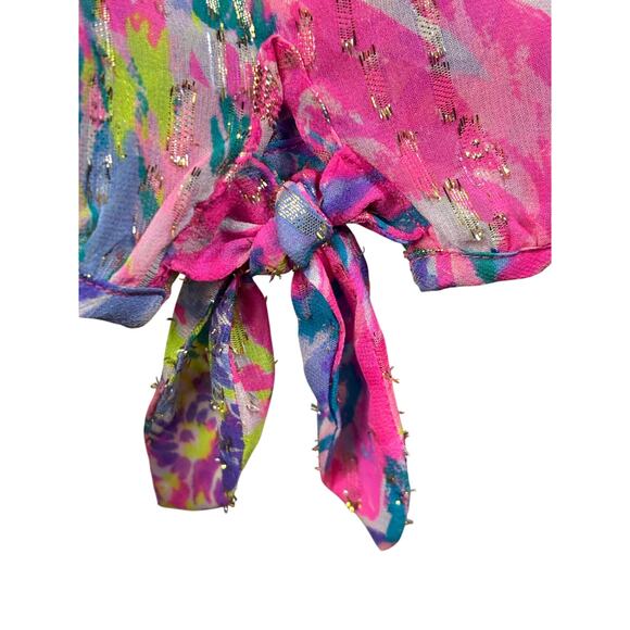 Lilly Pulitzer Colby Silk Clip Top, metallic, painterly, resort, effortless - Picture 6 of 8